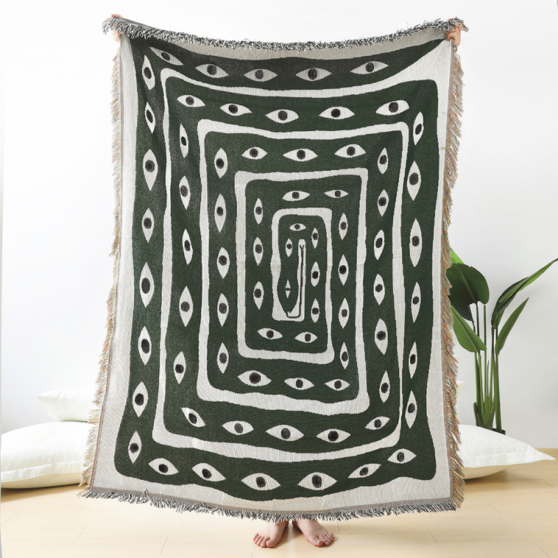 Boho Throw Blanket Fringe - Couverture en Textile City Ins Eye