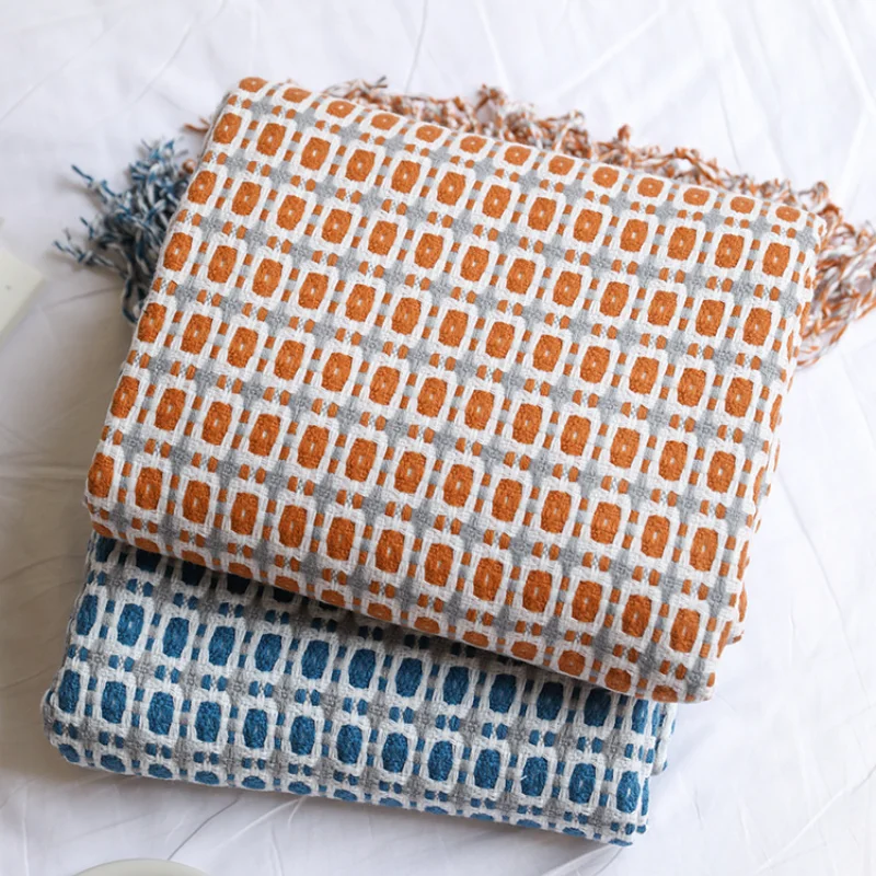 Boho Throw Blanket Fringe - Couverture tissée en jacquard à motif