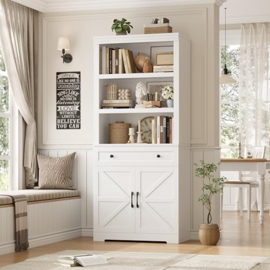 Storage & Organization - Bibliothèque 72H avec rangement pour salon,