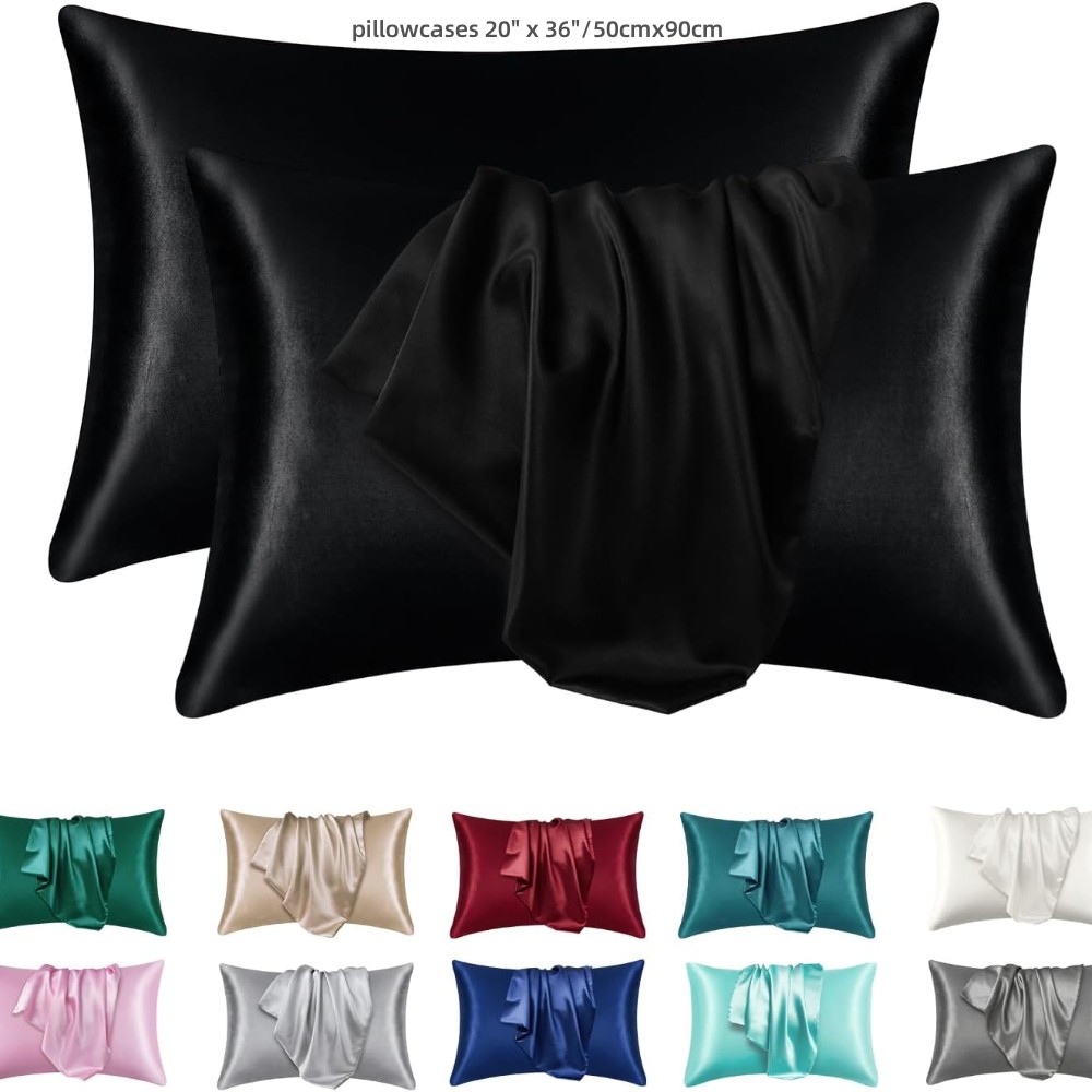 Satin Silk Pillowcase Hair Skin - Lot de 2 taies d'oreiller en