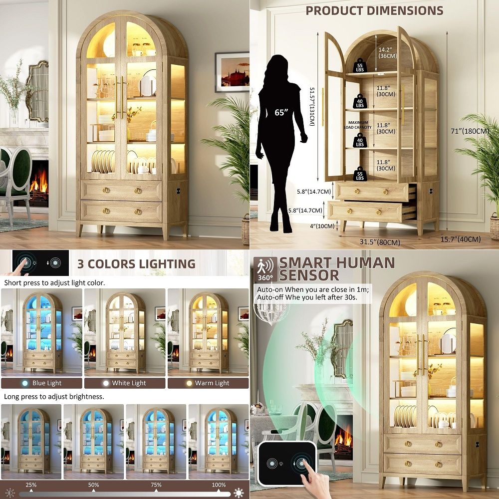 Lighting - Vitrine arquée 71 avec portes en