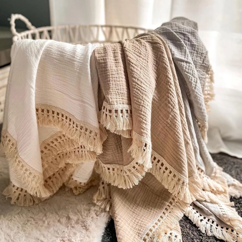 Muslin Cotton Bedspread - Couvertures d'emmaillotage en mousseline de coton