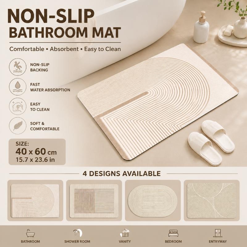 Quick Dry Diatomite Bath Mat - Tapis de bain en diatomite rayé