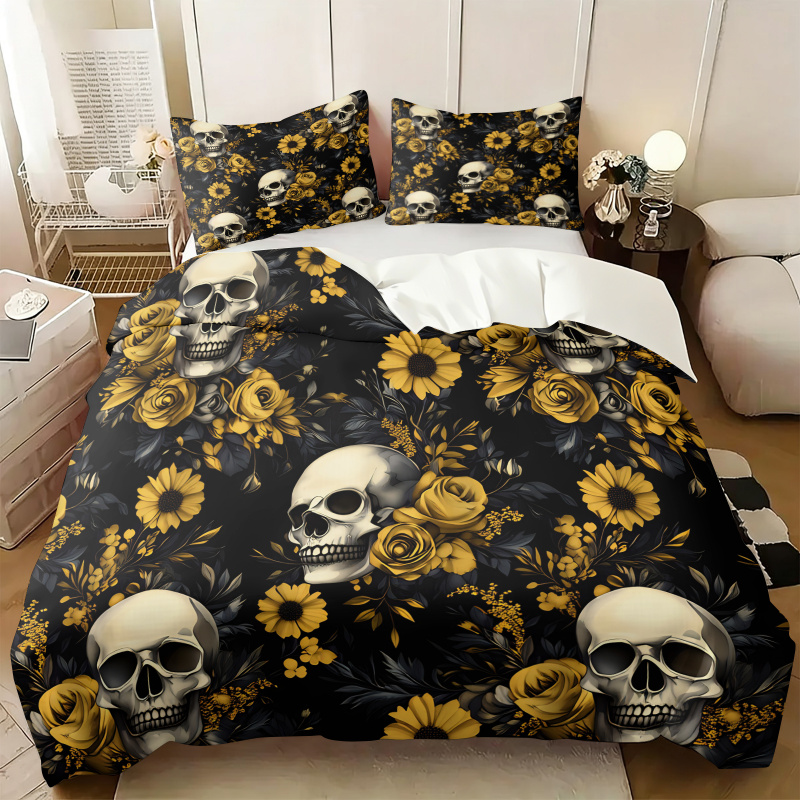 Aesthetic Floral Duvet Cover - Parure de lit gothique Halloween motif