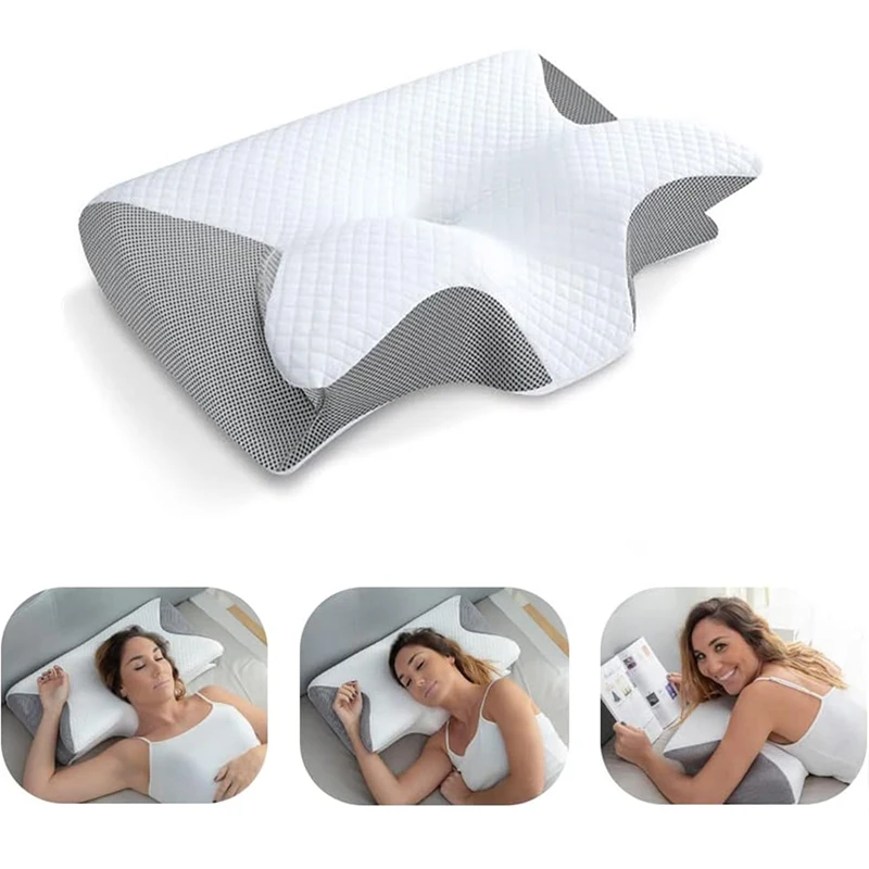Memory Foam Orthopedic Pillow Neck Pain - Oreiller cervical orthopédique ergonomique 2-en-1 en