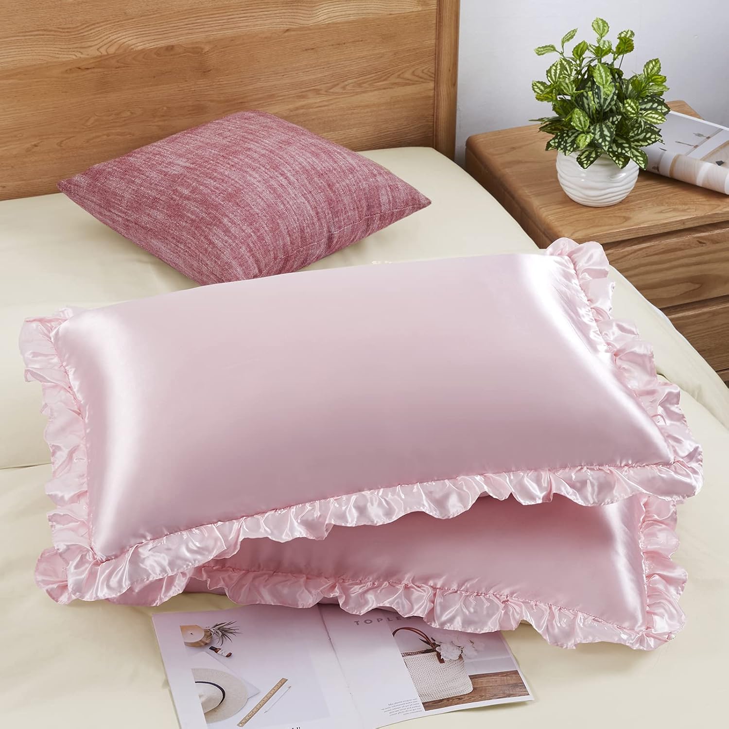 Satin Silk Pillowcase Hair Skin - Taies d'oreiller en satin à volants