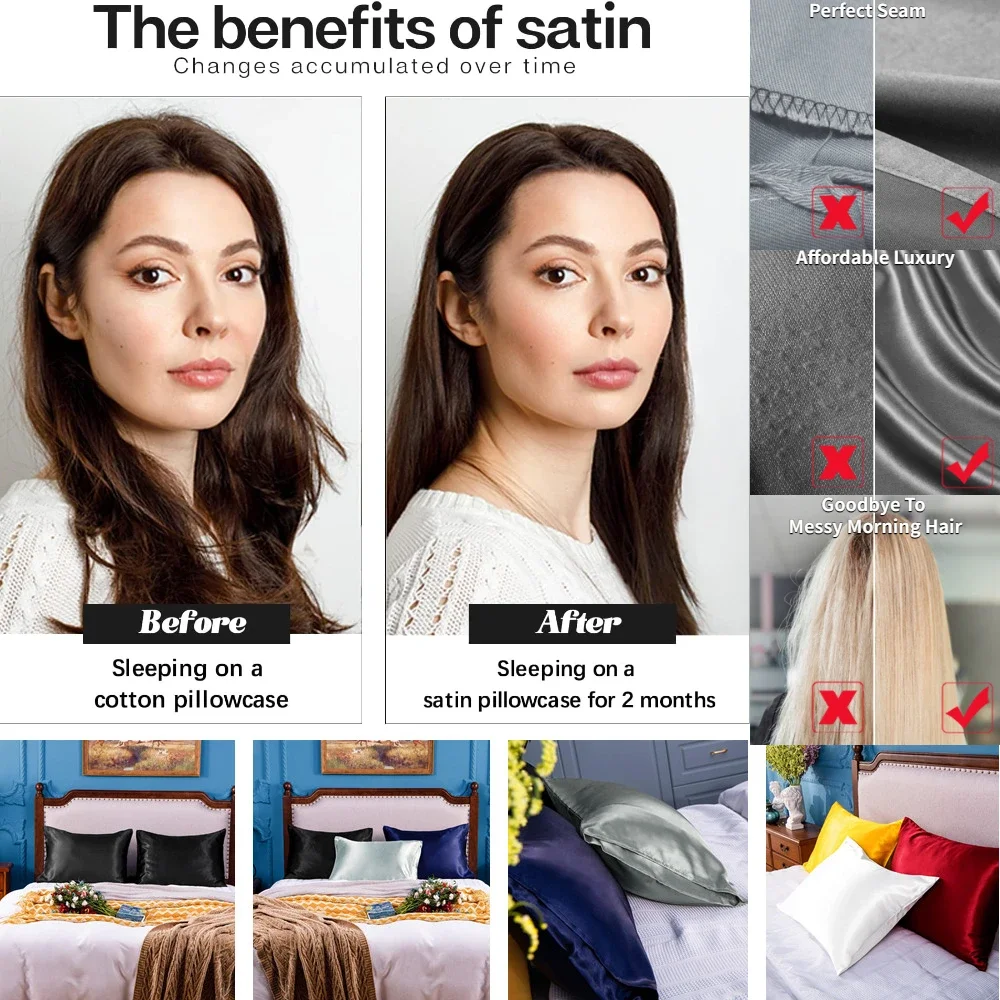 Taies d'oreiller en satin avec - Satin Silk Pillowcase Hair Skin avis et prix