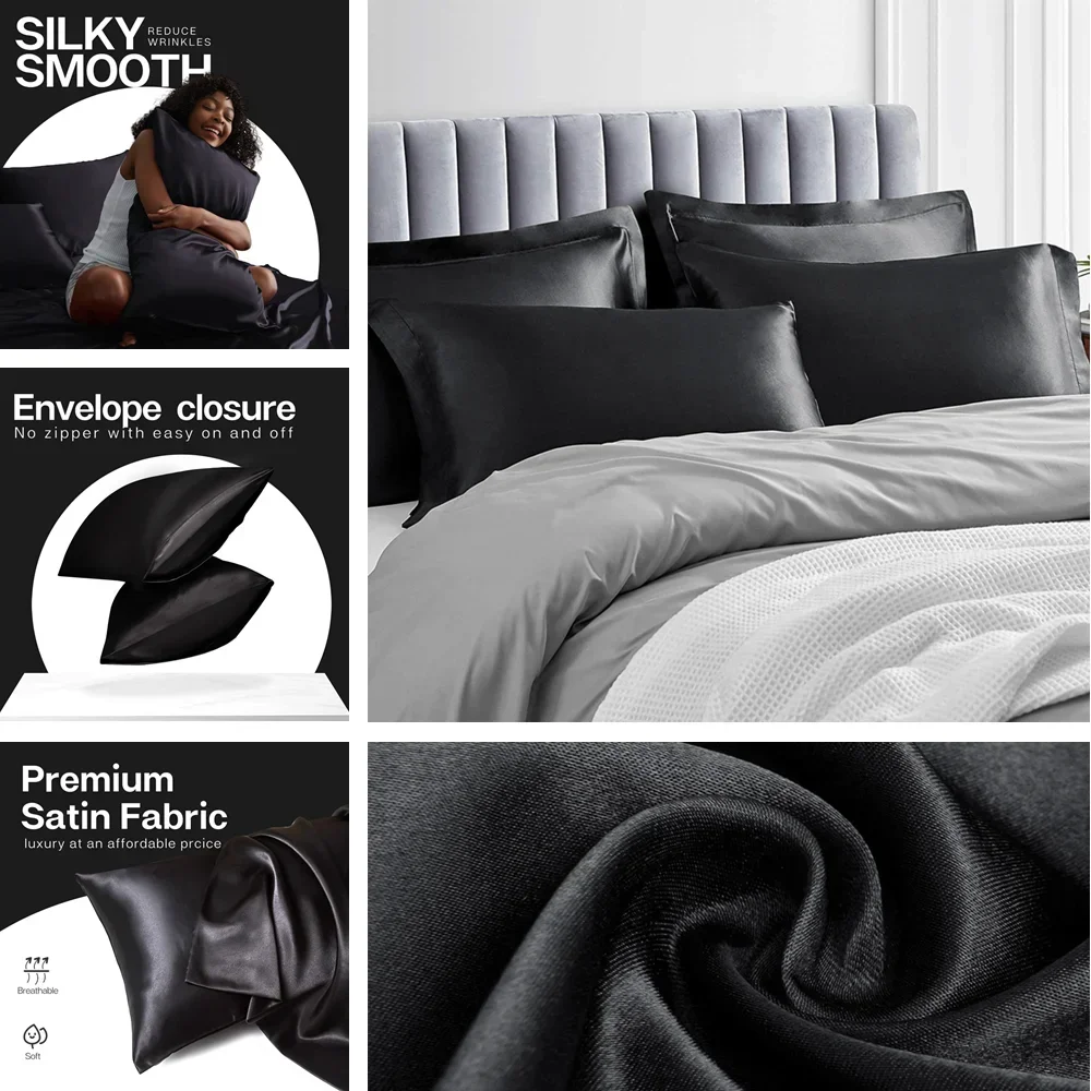 Taies d'oreiller en satin avec - Satin Silk Pillowcase Hair Skin avis et prix
