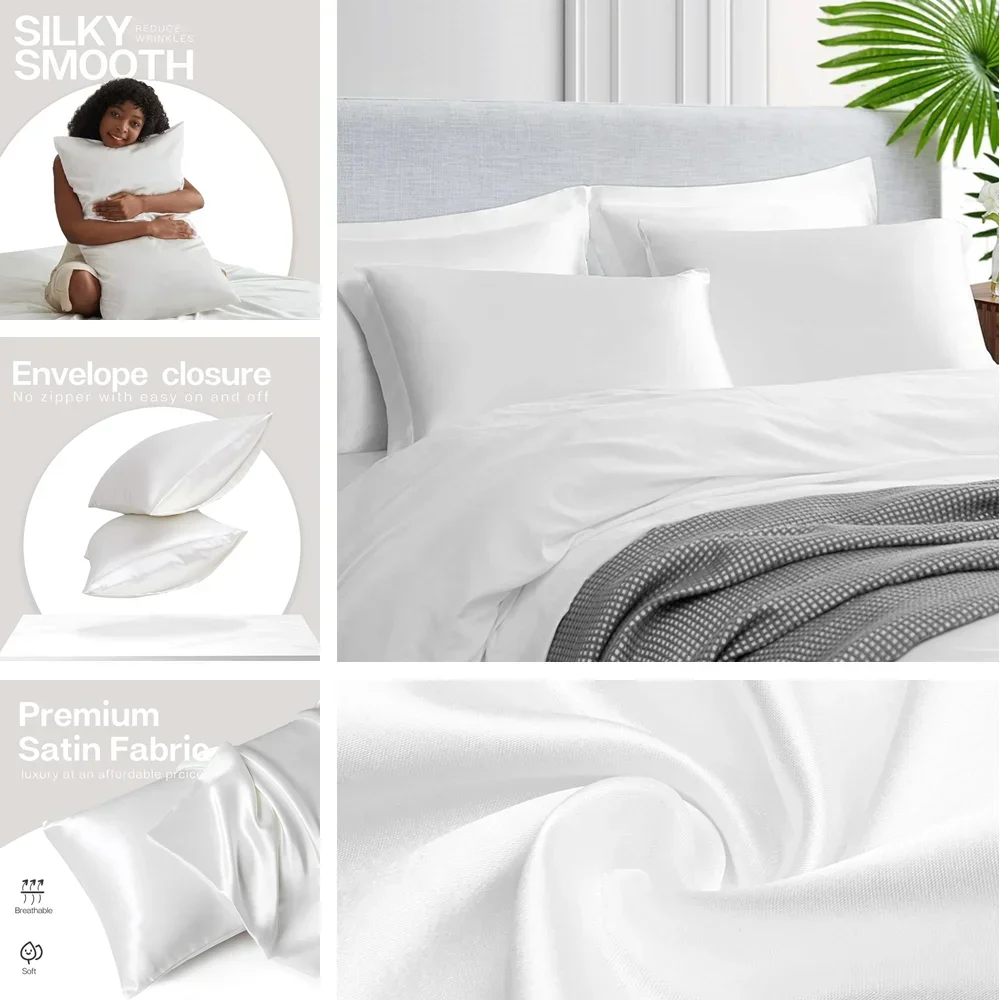 Taies d'oreiller en satin avec - Satin Silk Pillowcase Hair Skin avis et prix