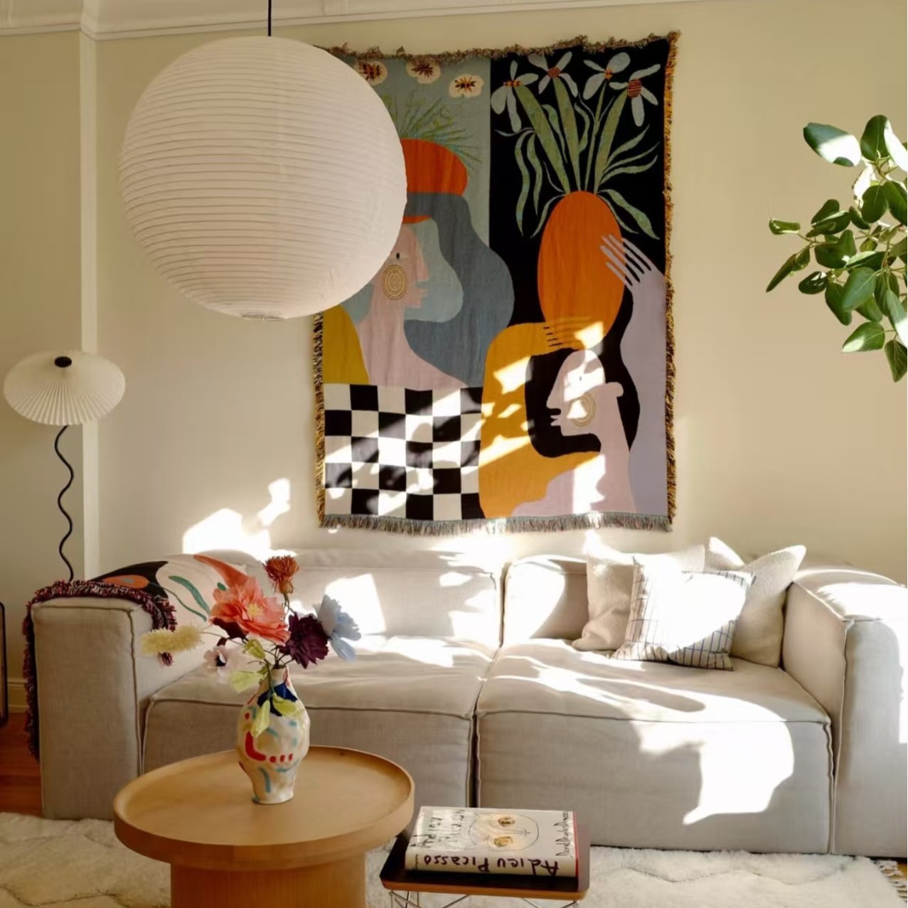 Tapisserie murale moderne d'ar - Boho Throw Blanket Fringe avis et prix