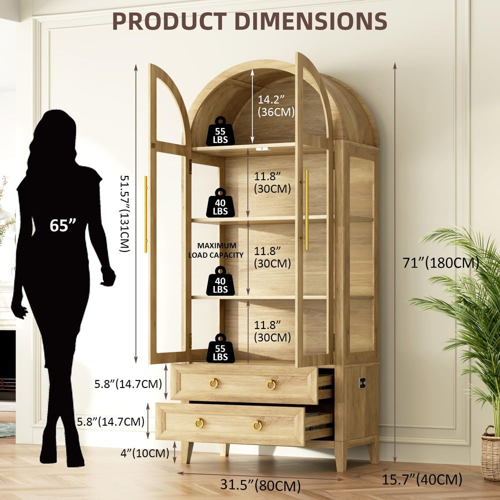 Vitrine arquée 71 avec portes  - Lighting avis et prix
