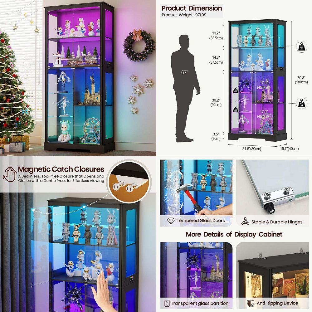 Vitrine d'angle éclairée en bo - Storage & Organization avis et prix