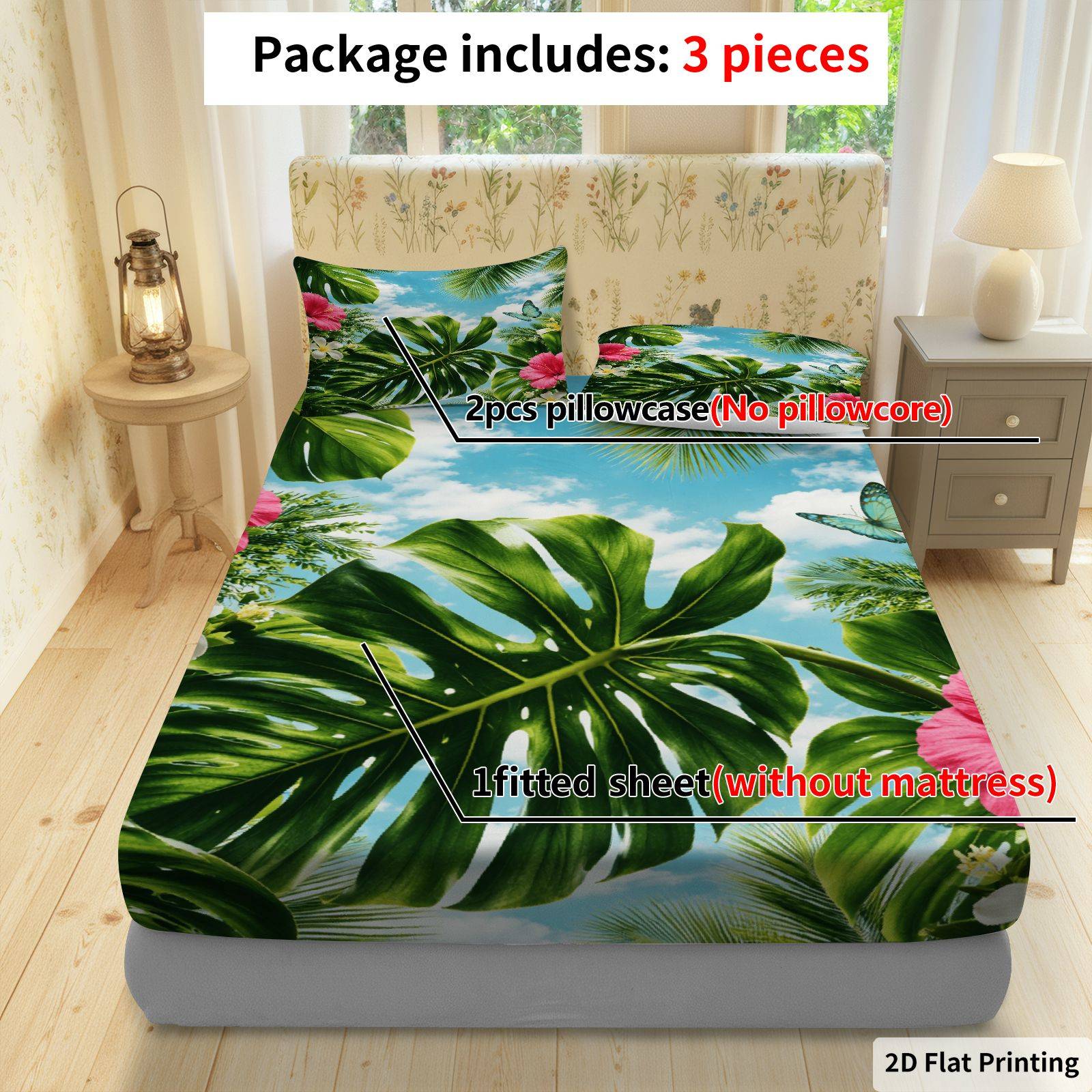 Parure de lit Hibiscus tropica - Fitted Bed Sheets Deep Pocket avis et prix