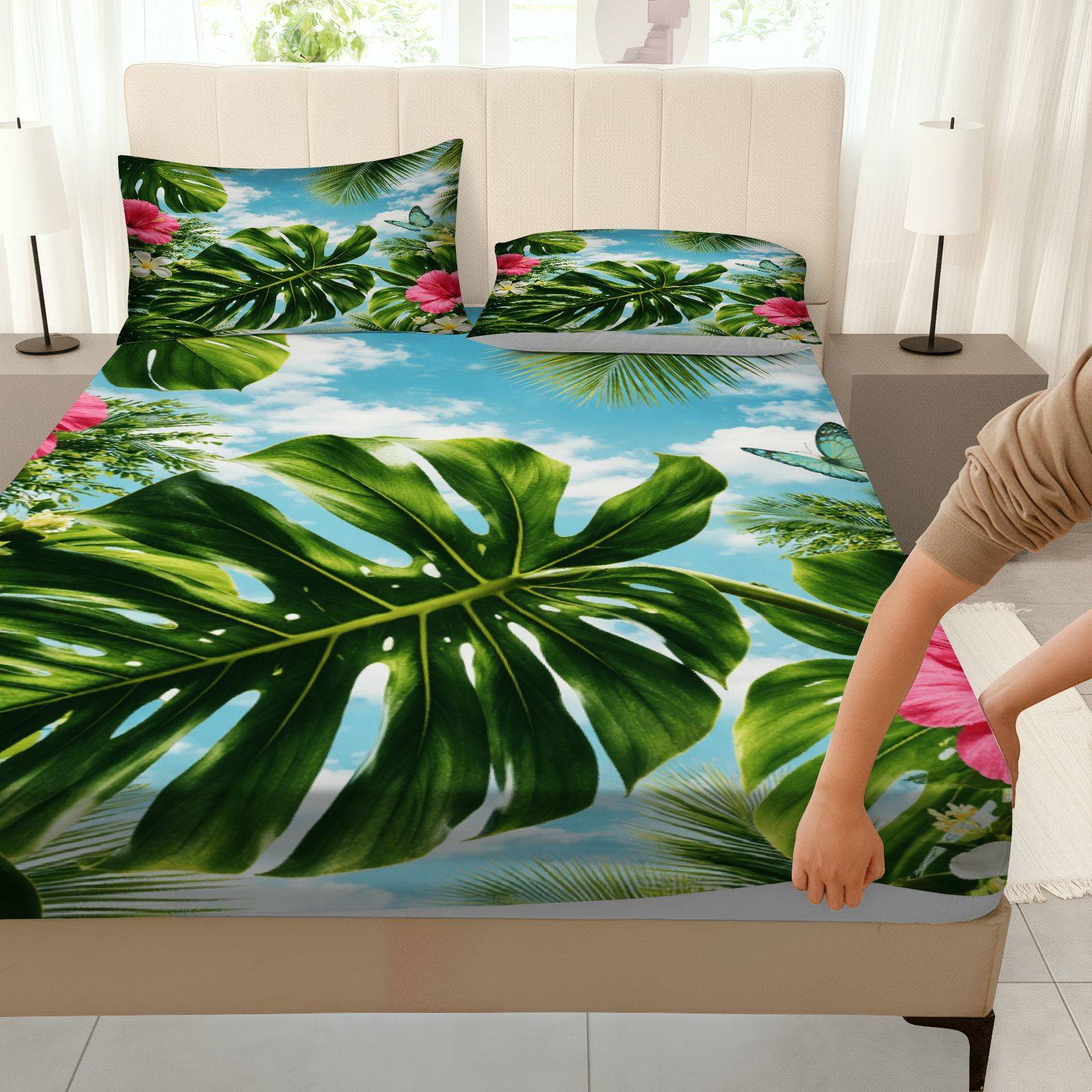 Parure de lit Hibiscus tropica - Fitted Bed Sheets Deep Pocket avis et prix