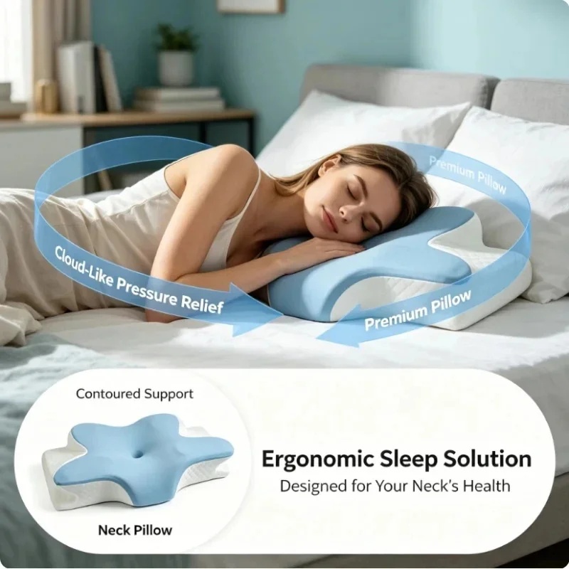 Oreiller cervical en mousse à  - Memory Foam Orthopedic Pillow Neck Pain avis et prix